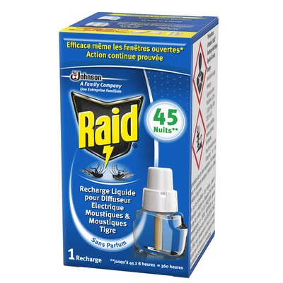 RAID RECHARGE ÉLECTRIQUE LIQUIDE RÉPULSIF MOUSTIQUES 45 NUIT X1