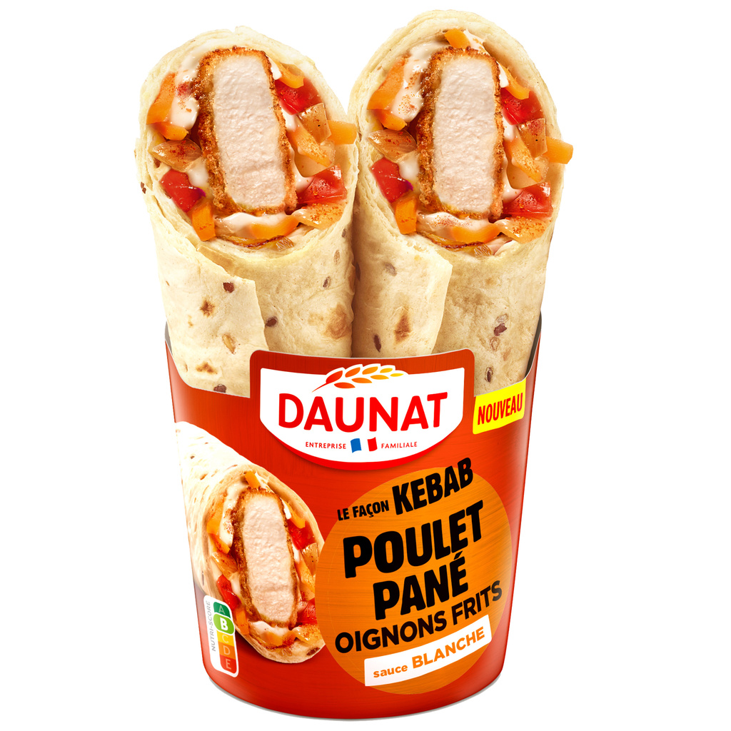 WRAP LE KEBAB Poulet pané oignons frits sauce Blanche DAUNAT 180G