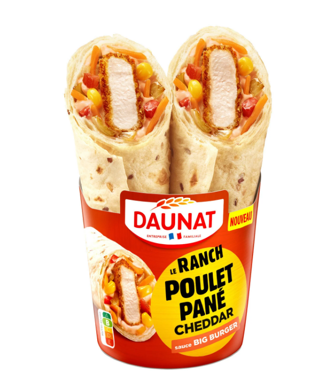 WRAP LE RANCH Poulet pané Cheddar sauce Big Burger DAUNAT 180G
