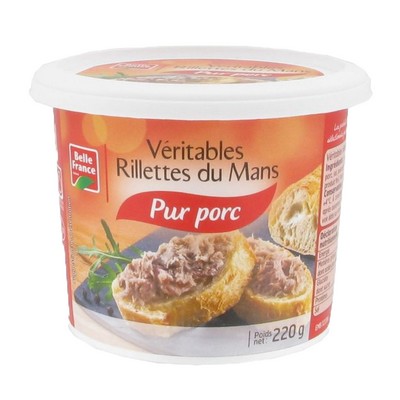RILLETTE DU MANS VERITABLES PUR PORC BF POT 220 G