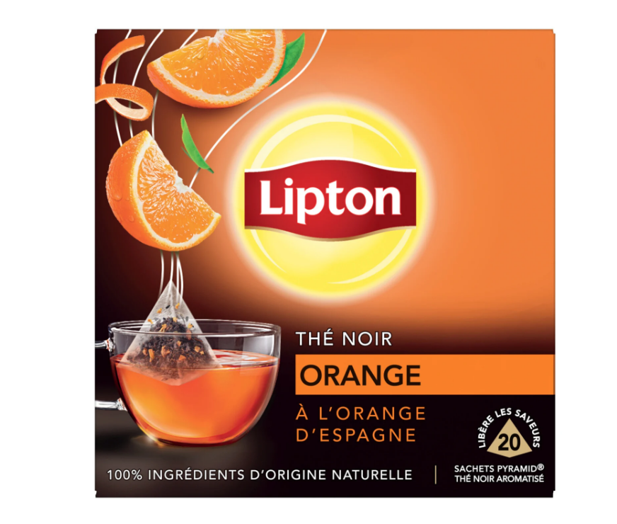 Lipton Thé Noir Orange, à l'orange d'Espagne 20 Sachets Pyramid®