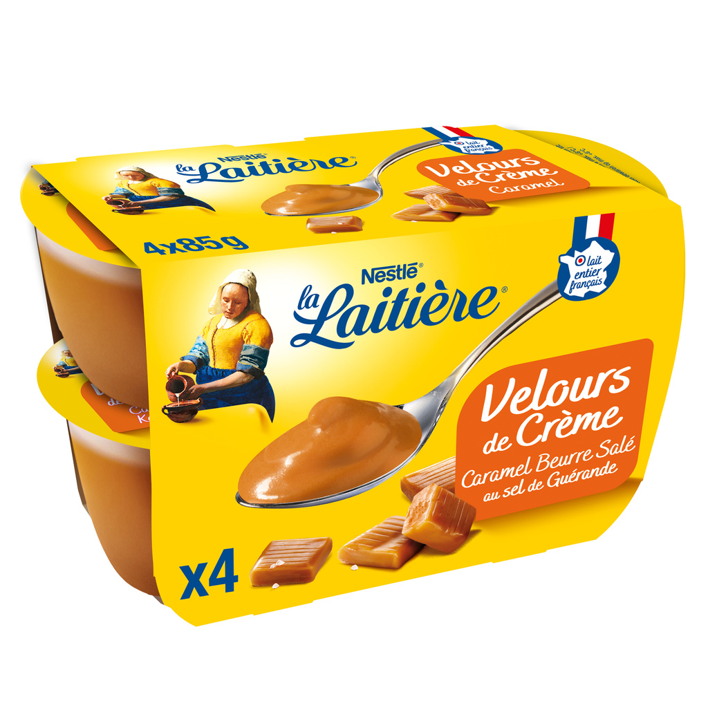 LA LAITIERE Velours de Crème Caramel au beurre salé 4x85G