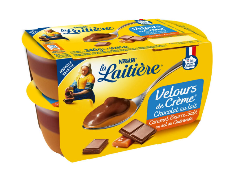 LA LAITIERE Velours de Crème CHOCOLAT et caramel au beurre salé 4x85G