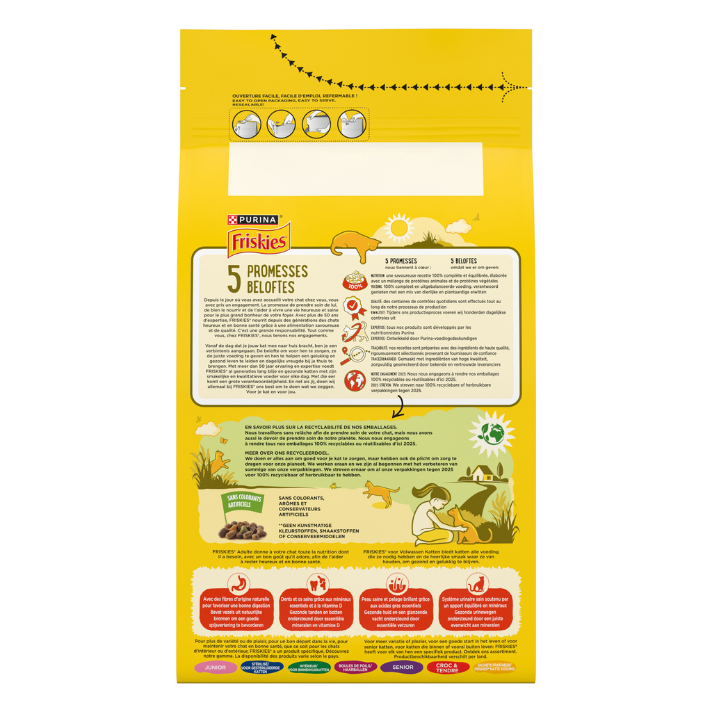 FRISKIES Au Bœuf, au Poulet et aux Légumes - 1.5 KG - Croquettes pour chat adulte