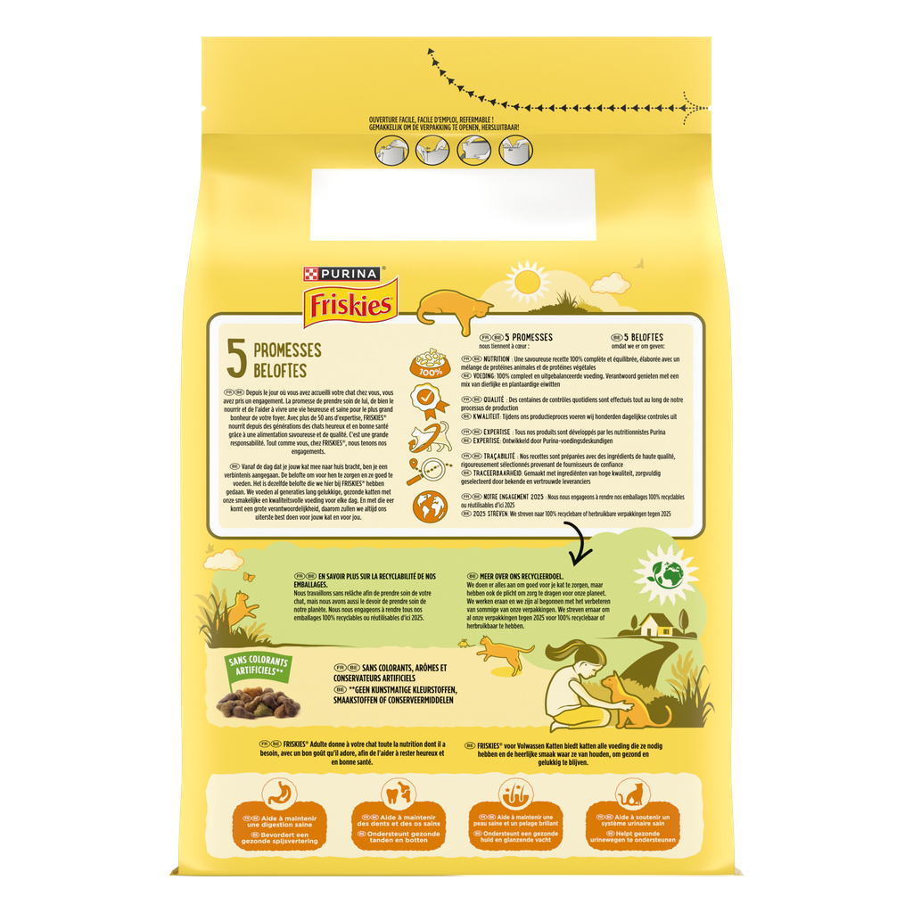 FRISKIES Croquettes pour chat adulte Poulet Légumes - 3KG