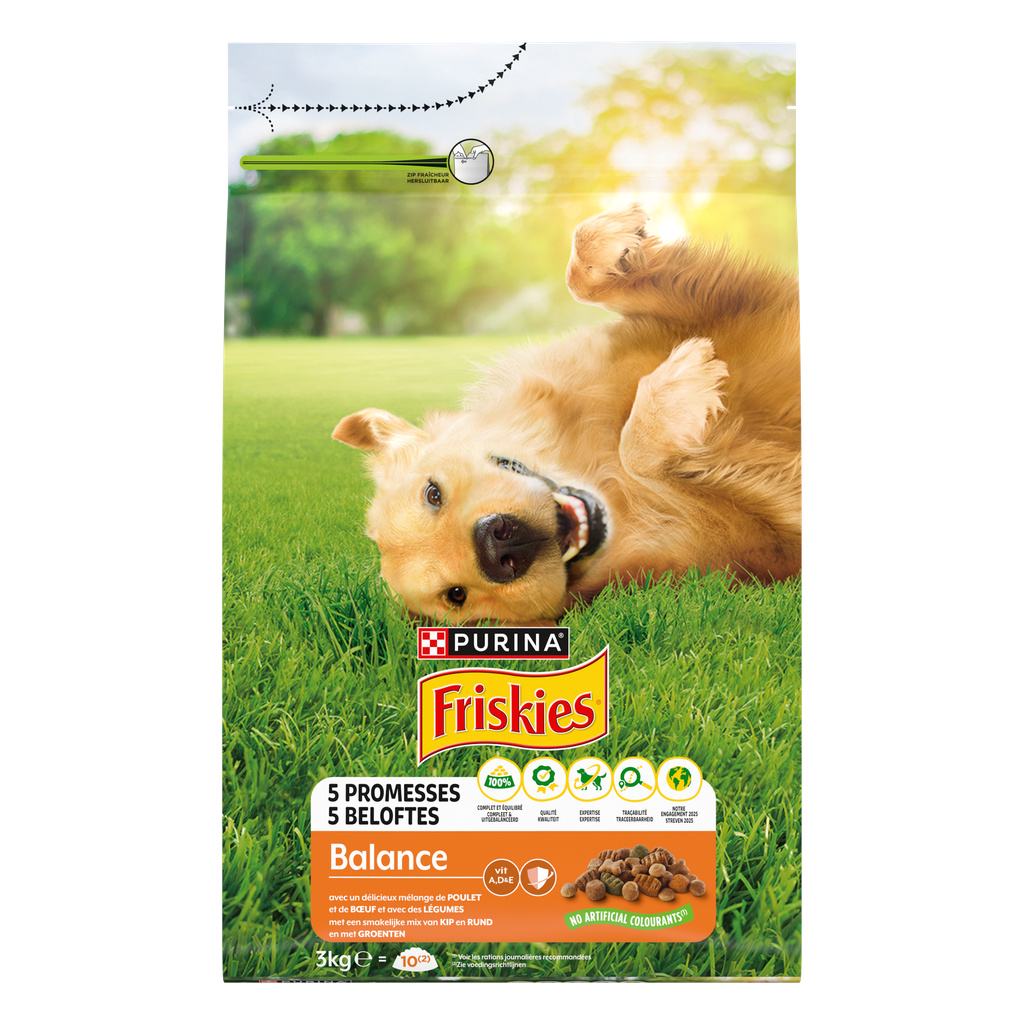 FRISKIES Balance : au Poulet et Légumes ajoutés - 3 KG - Croquettes pour chien adulte