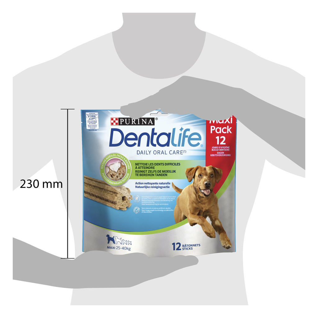 DENTALIFE Maxi - Maxi Pack - 12 Friandises à mâcher pour chiens de grande taille - 426 g - Hygiène bucco-dentaire au quotidien