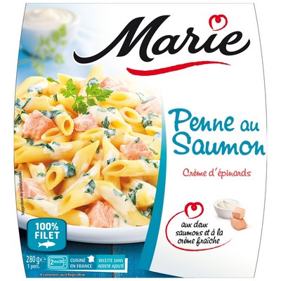 Penne with Salmon, Creamed Spinach & Two Salmons 280g MARIE