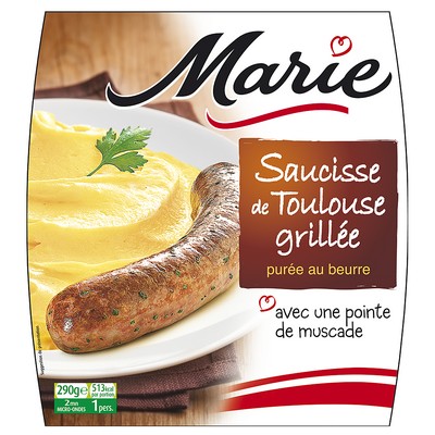Grilled Toulouse Sausage, Mashed Potatoes with Cream and Butter 290g MARIE
