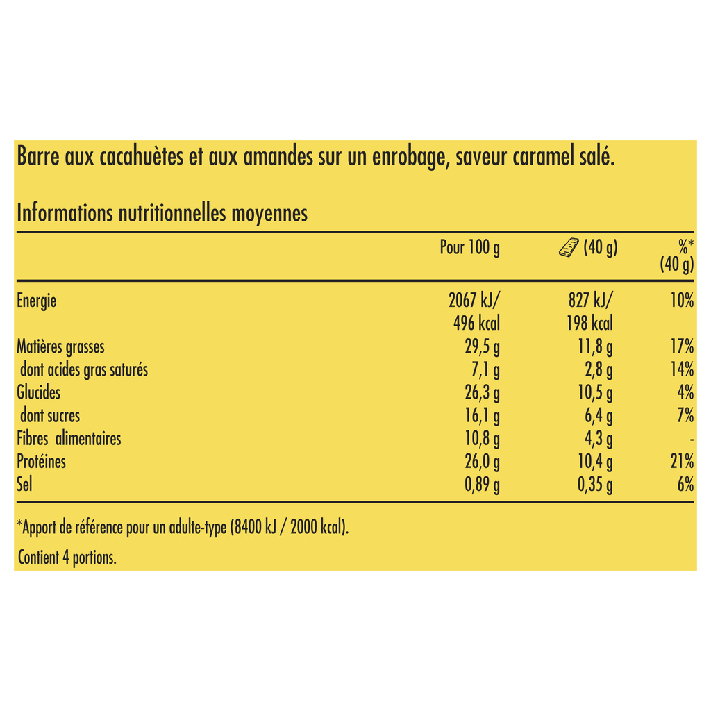 N. Valley Barre de Céréales - Protein Caramel Salé & Cacahuètes 4x40g