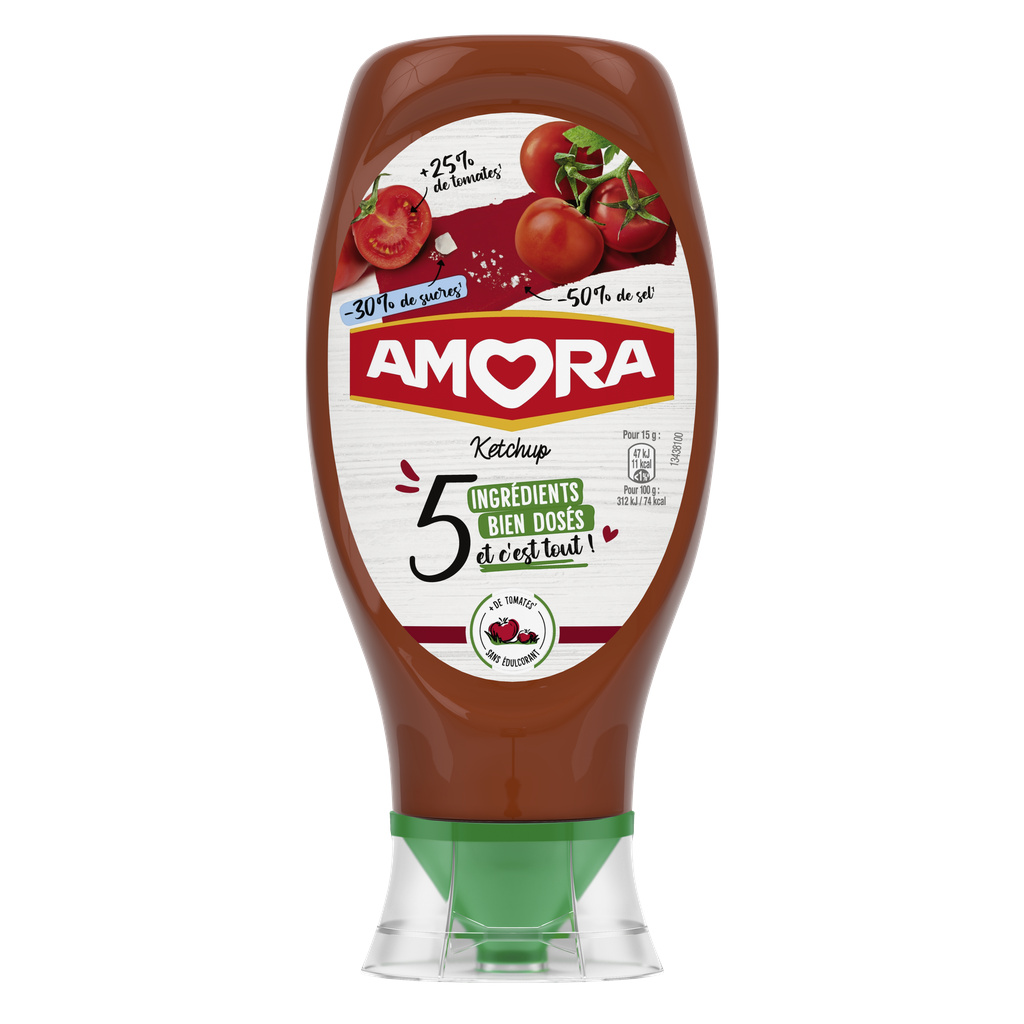 AMORA Ketchup 5 Ingrédients Flacon Souple 468g