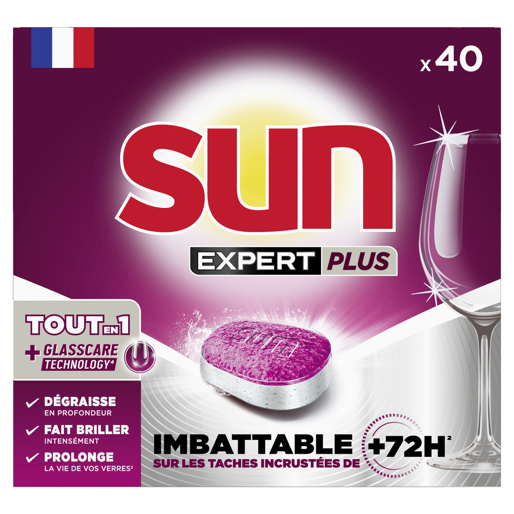 Sun Pastilles Lave-Vaisselle Tout en 1 Expert Plus 40 Lavages