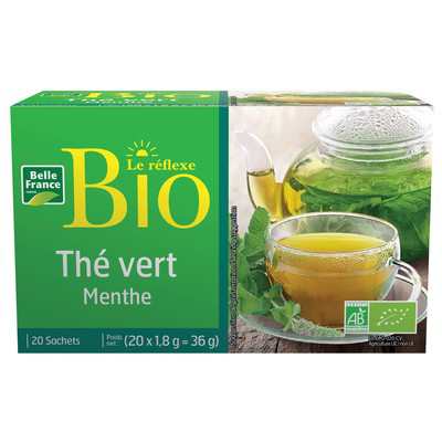 Organic Mint Green Tea x20 Belle France Sachets