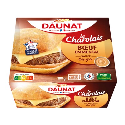 Le Charolais Beef & Emmental Burger VBF Daunat 180g