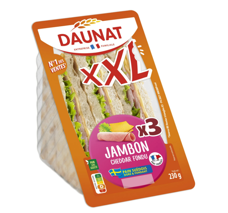 XXL Ham & Cheddar Sandwich DAUNAT 230G