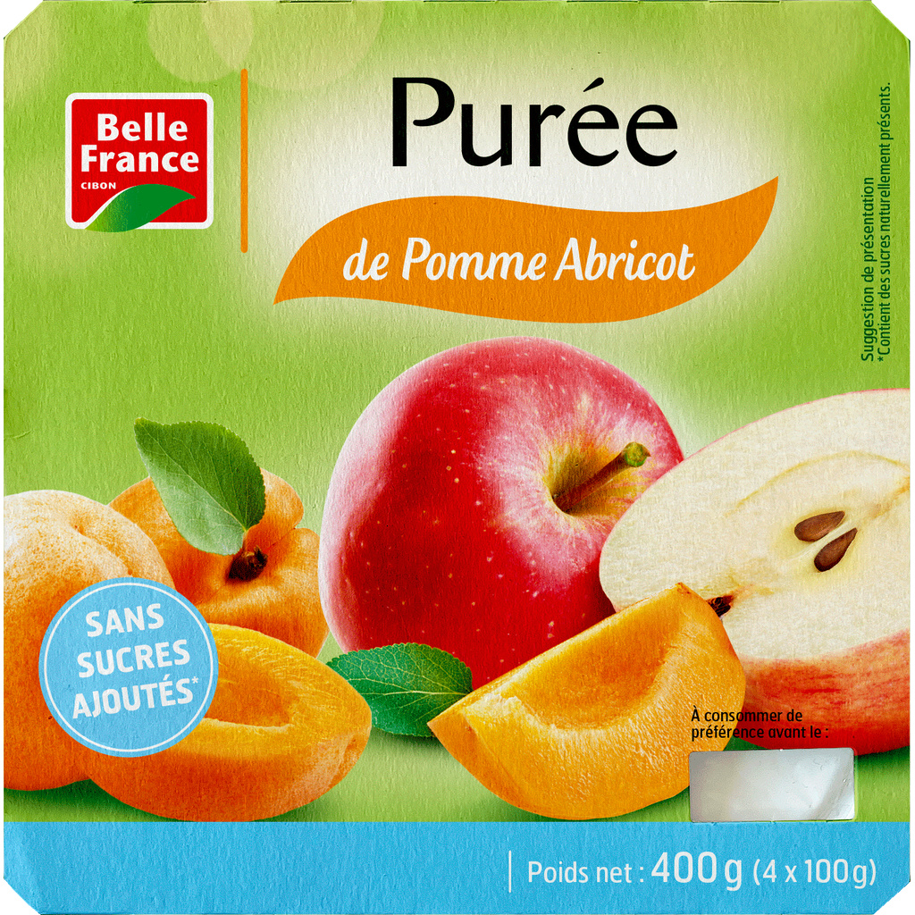 PUREE DE POMME ABRICOT SSA BF 4 X 100 G