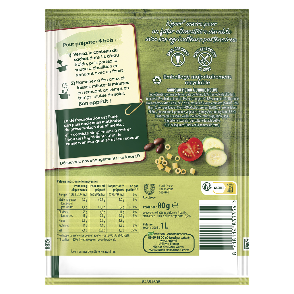 Knorr Soupe Déshydratée Pistou à l'Huile d'Olive 4 Portions