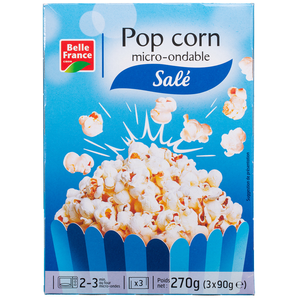 Salted Microwave Popcorn x3 Belle France 270g