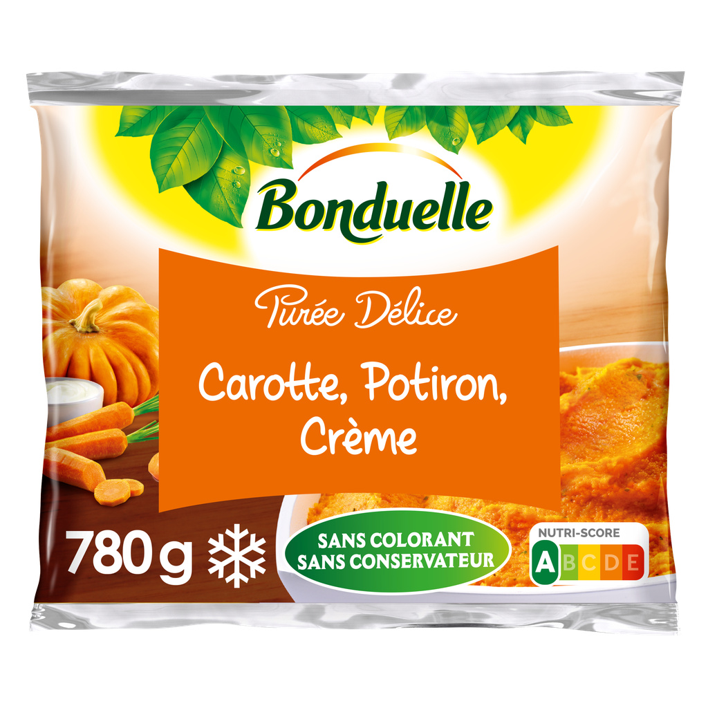 Purée Délice Si douce Carottes, potiron, crème Bonduelle 780g