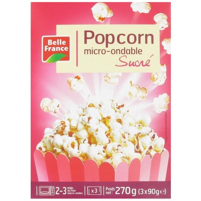 Microwavable Sweet Popcorn x3 Sachets Belle France 270g