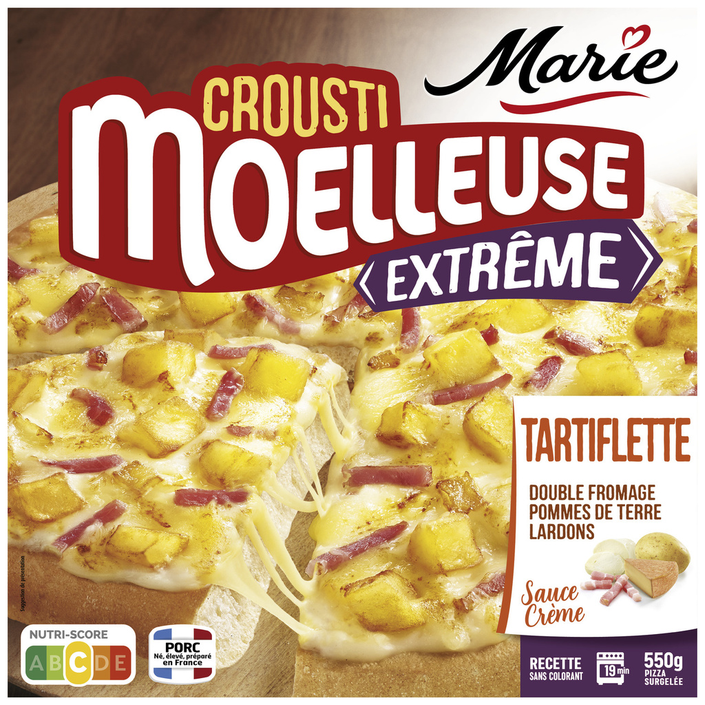 CroustiMoelleuse Extreme Tartiflette Pizza – Double Cheese Potato Bacon Cream Sauce 550g MARIE