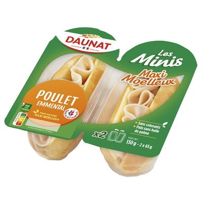 MINI MAXI MOELLEUX POULET EMMENTAL DAUNAT 130G
