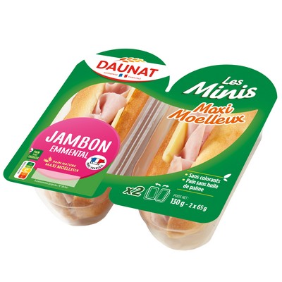 Mini Maxi Soft Ham & Emmental Sandwich Daunat 130g