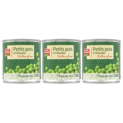 Belle France Extra Fine Garden Peas Steamed 3 x 1/4 Tin 600g