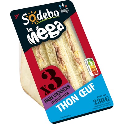 SODEBO SANDWICH MEGA CLUB 230G THON OEUF