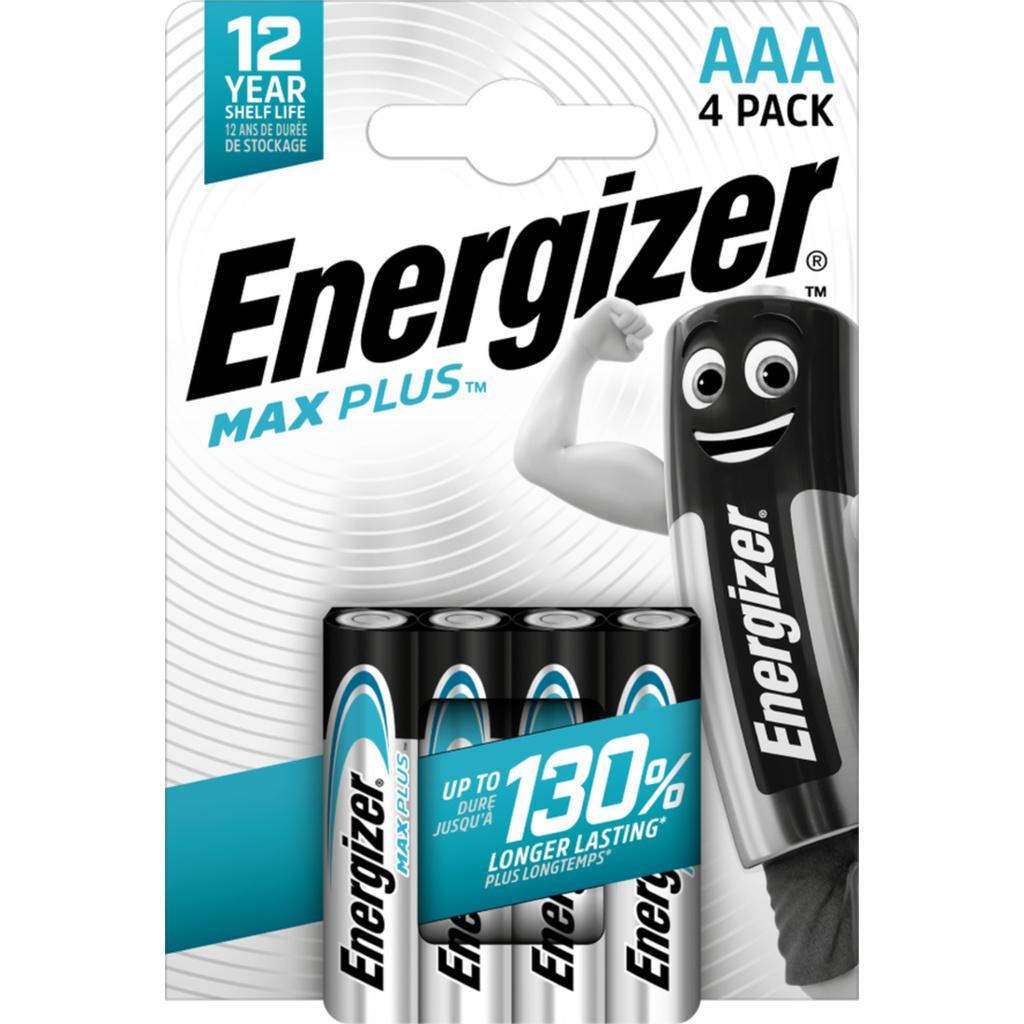 Energizer Max Plus AAA/LR03 Alkaline Batteries, Pack of 4