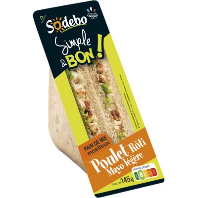 Sodebo Simple & Bon Club Chicken Mayonnaise Sandwich 155g