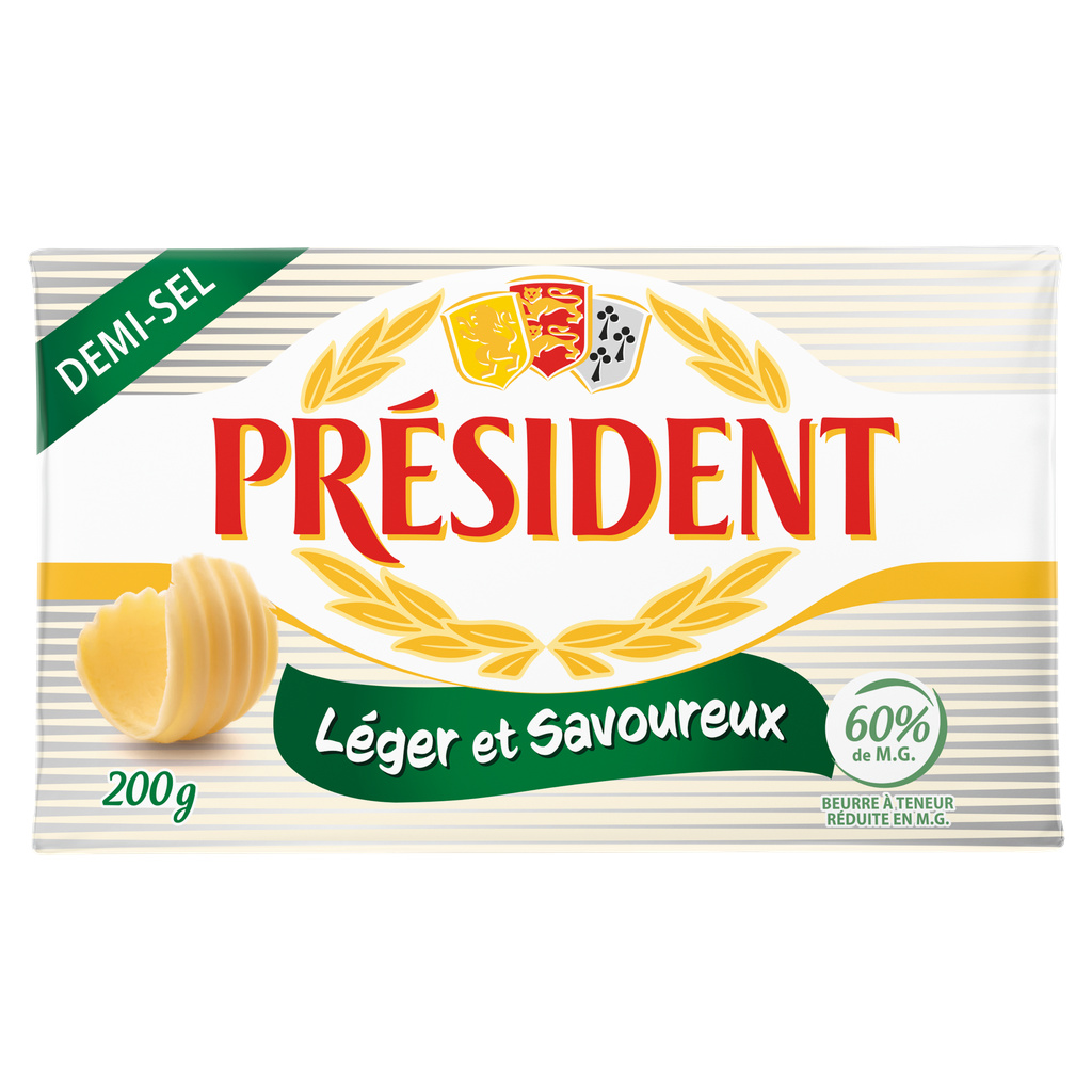 PRESIDENT Beurre Demi-Sel 60% MG 200G
