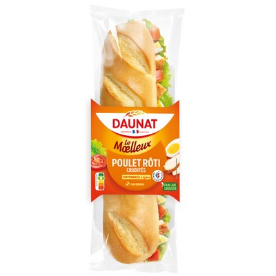 BAGUETTE MOELLEUX POULET ROTI CRUDITES DAUNAT 230G