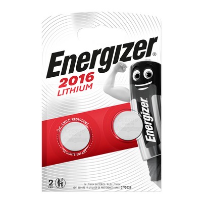 Piles bouton Energizer Lithium 2016, pack de 2