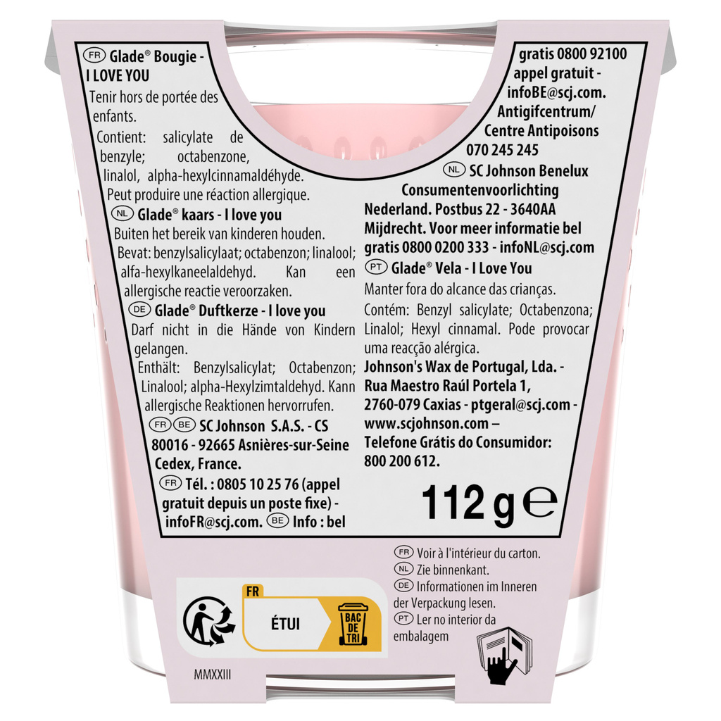 Glade I Love You Candle 112g Rapeseed