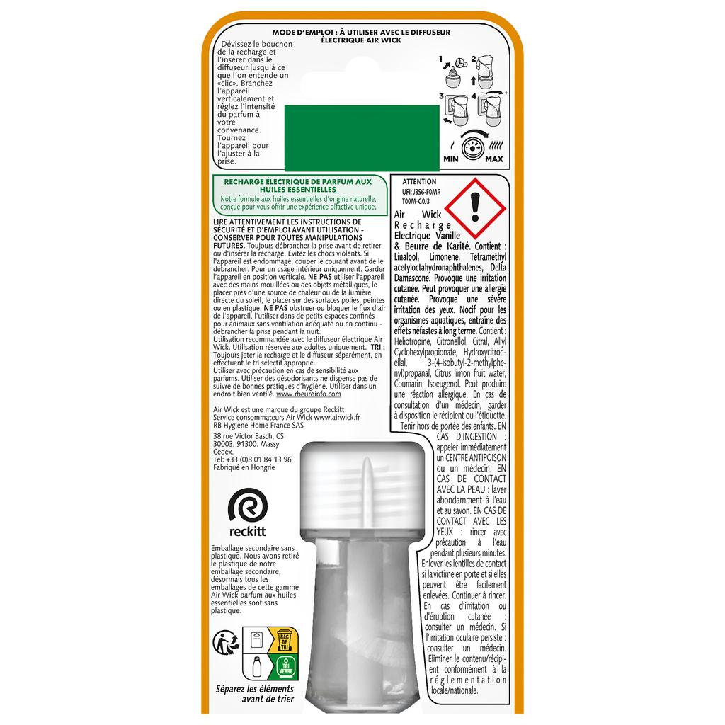Recharge Diffuseur Électrique AirWick Vanille & Beurre de Karité 19ml