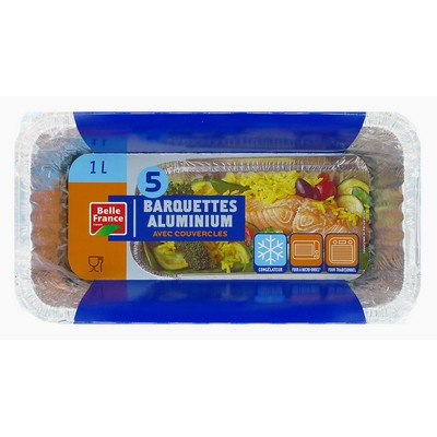 Stackable Deep Aluminum Trays 1L x5