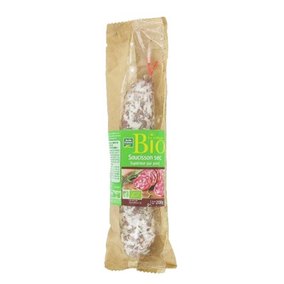 Organic Dry Pork Sausage BF Pouch 200g