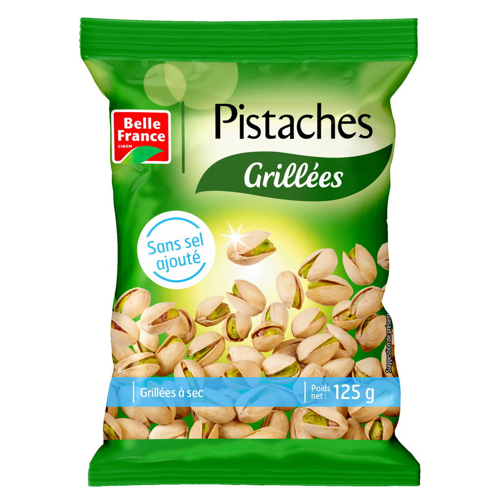 Pistaches Grillées Sans Sel BF 125g Sachet