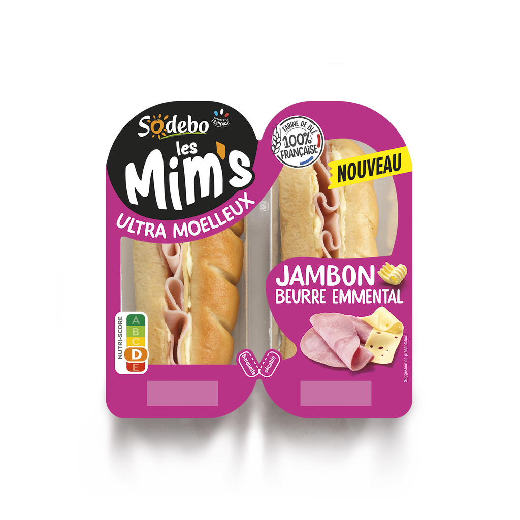 Sodebo Les Mim's Sandwich Ham Butter Emmental 120g