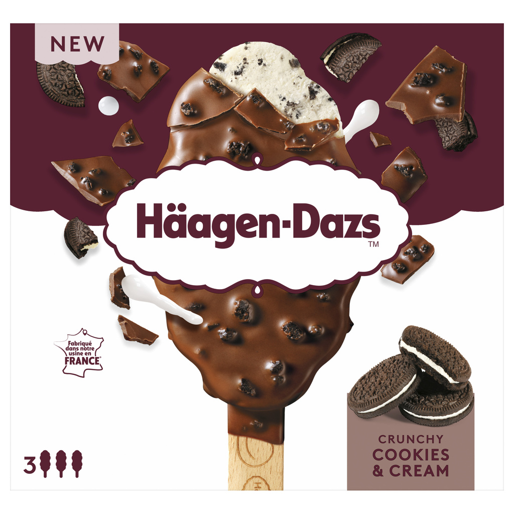 Crunchy Cookies & Cream Ice Cream Bars 3x80ml H-D