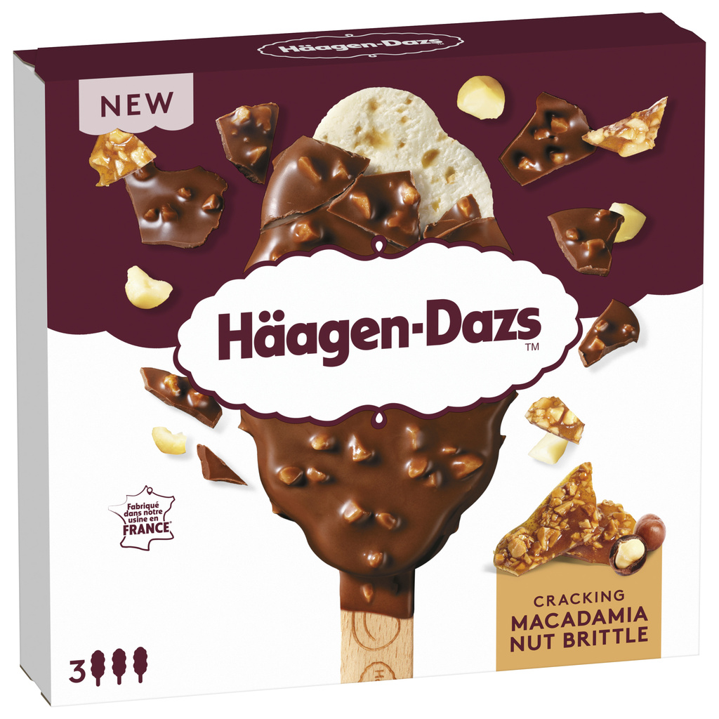 Häagen-Dazs Cracking Macadamia Nut Brittle Ice Cream Sticks 3x80ml