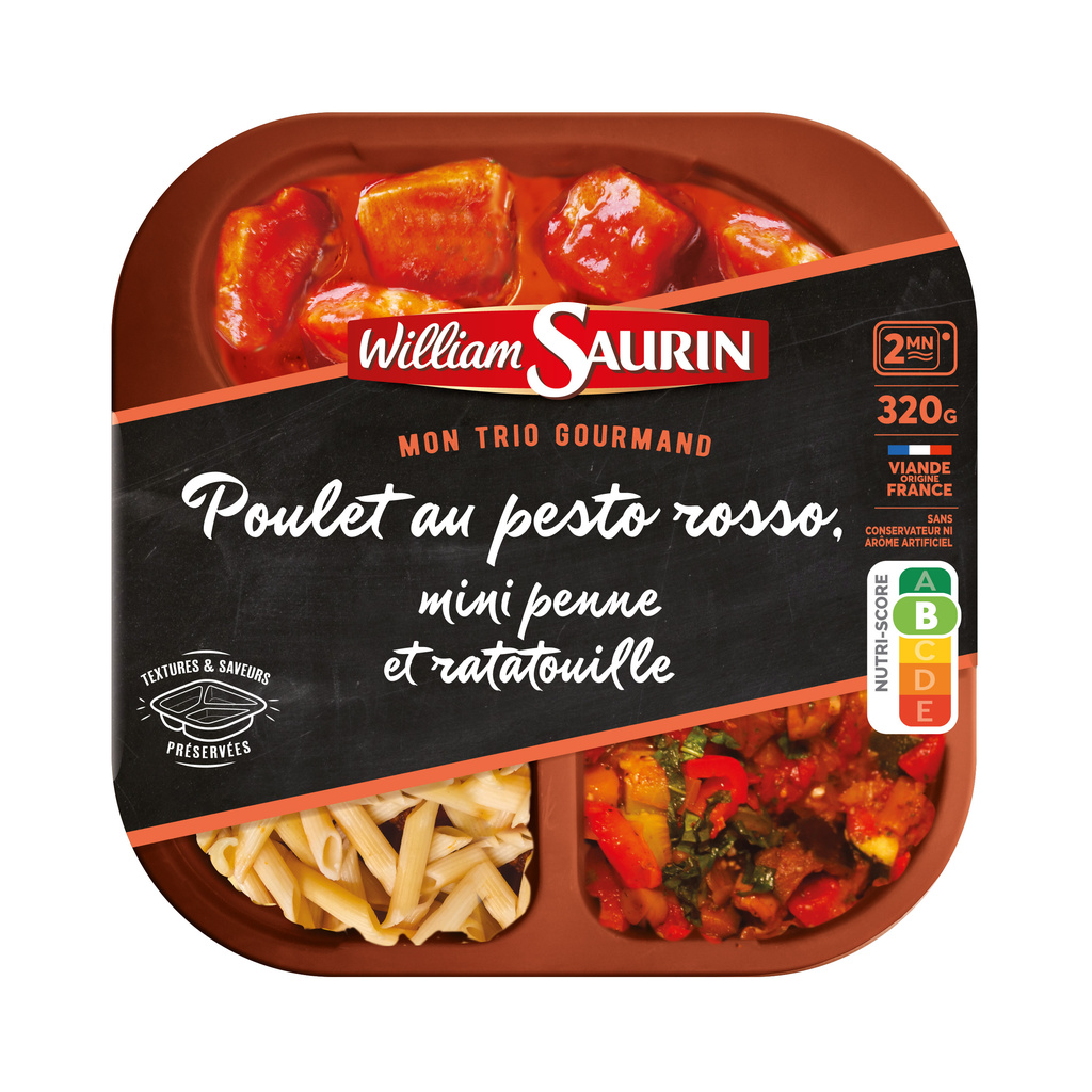 WILLIAM SAURIN - Gourmet Trio Poulet au Pesto Rosso, Mini Penne et Ratatouille 320G