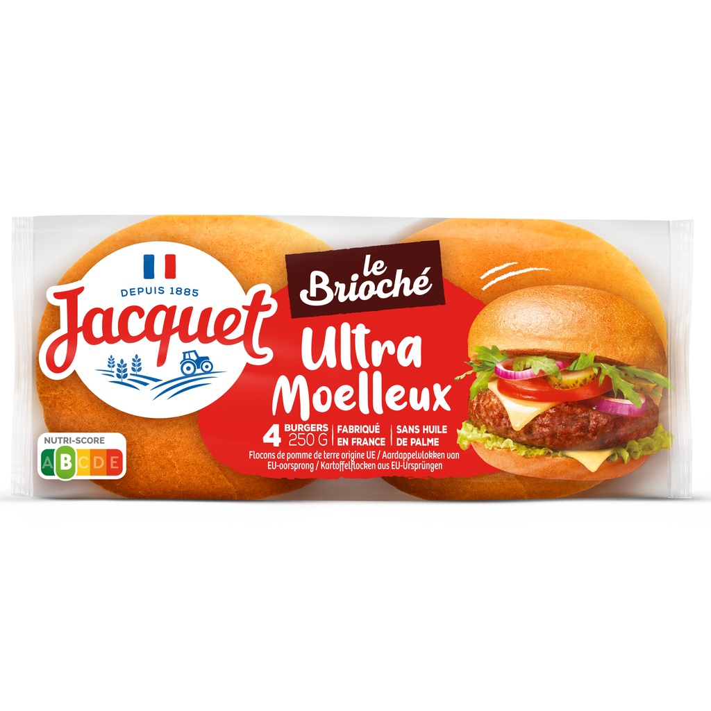 Ultra Soft Brioche Burger Buns 250g Jacquet