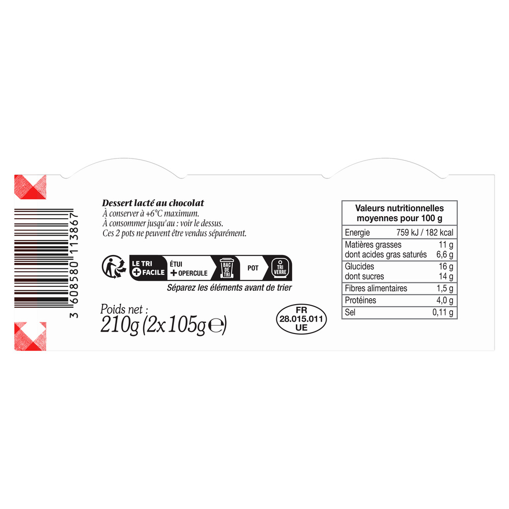 BM Dark Chocolate Liégeois Dessert 2x105g
