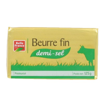 BEURRE PASTEURISE 1/2 SEL FIN BF PLAQUETTE 125 G