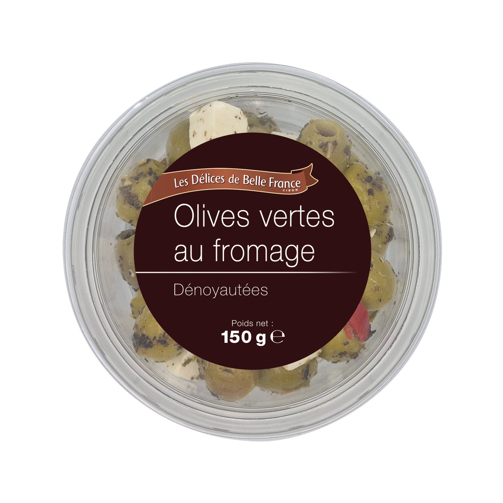 Pitted Green Olives with Cheese DBF Jar 150g