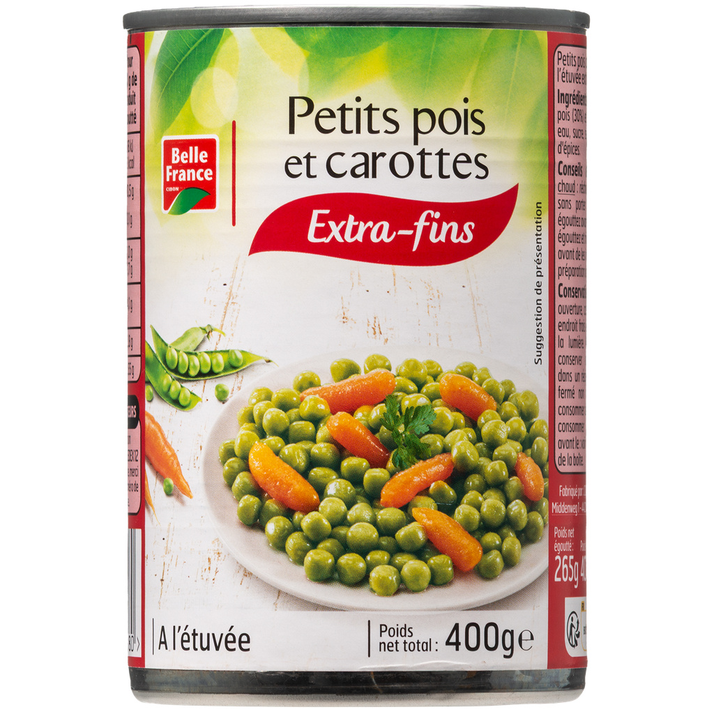PETIT POIS CAROTTE ETUVE EF BF BOITE 1/2 OF 400 G