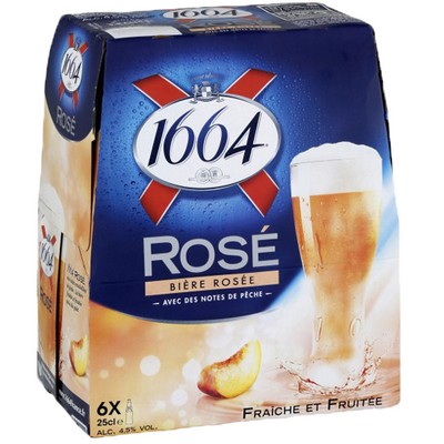 1664 Rosé beer, 4.5% alcohol by volume – Pack of 6 x 25 cl
