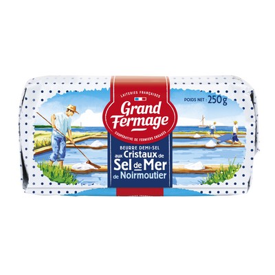 Lightly Salted Molded Butter with Noirmoutier Sea Salt Crystals 250g Grand Fermage